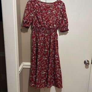 SHEIN Red Floral Dress